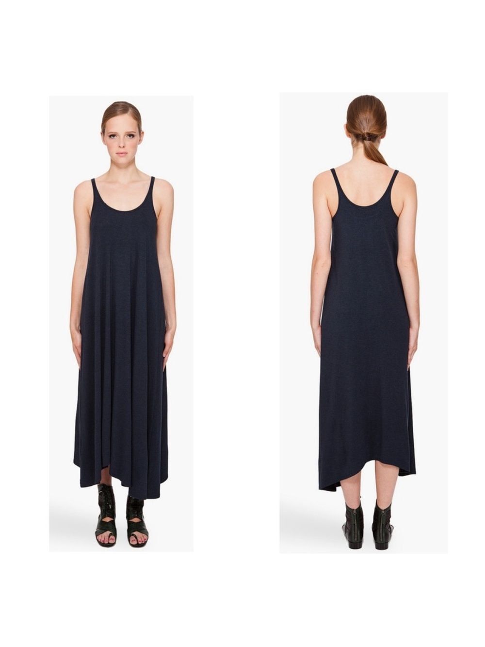 T by Alexander Wang Asymmetric Dark Blue Scoop Neck Maxi Tank Dress Size S